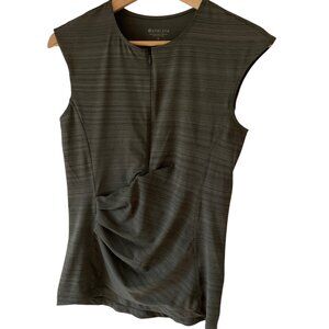 Athleta Gray Ruched Front Sleeveless Quarter Zip Activewear Top Womens Size S